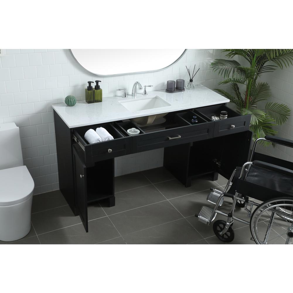 60 Inch Ada Compliant Bathroom Vanity In Black. Picture 3