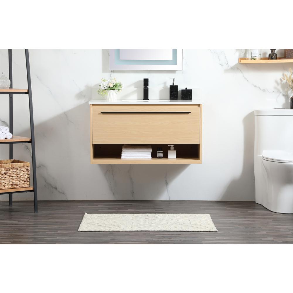 36 Inch Single Bathroom Vanity In Maple With Backsplash. Picture 14