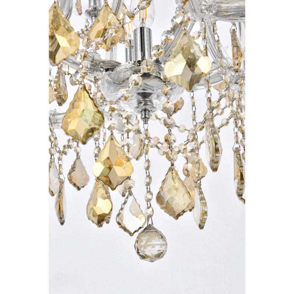 19 Light Golden Teak Chandelier Golden Teak (Smoky) Royal Cut Crystal. Picture 3