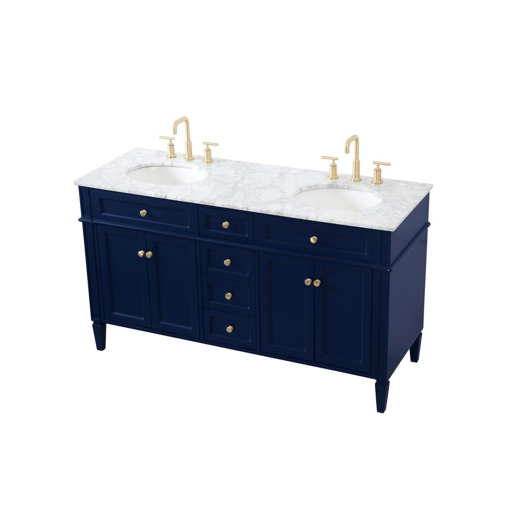 60 Inch Double Bathroom Vanity In Blue. Picture 7
