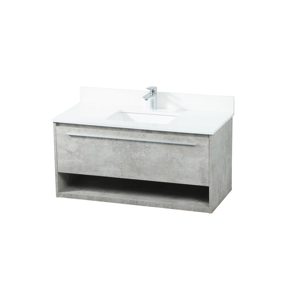 40 Inch Single Bathroom Vanity In Concrete Grey With Backsplash. Picture 8