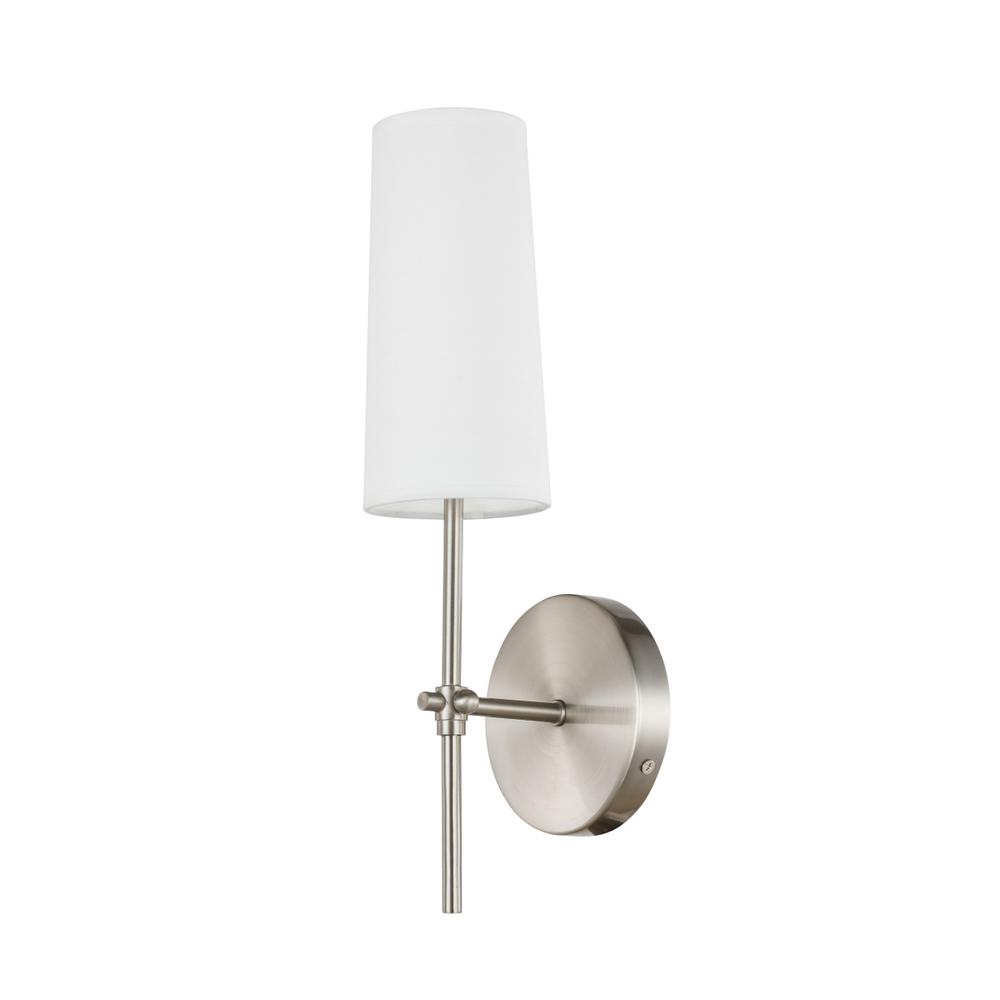 Mel 1 Light Burnished Nickel And White Shade Wall Sconce. Picture 5