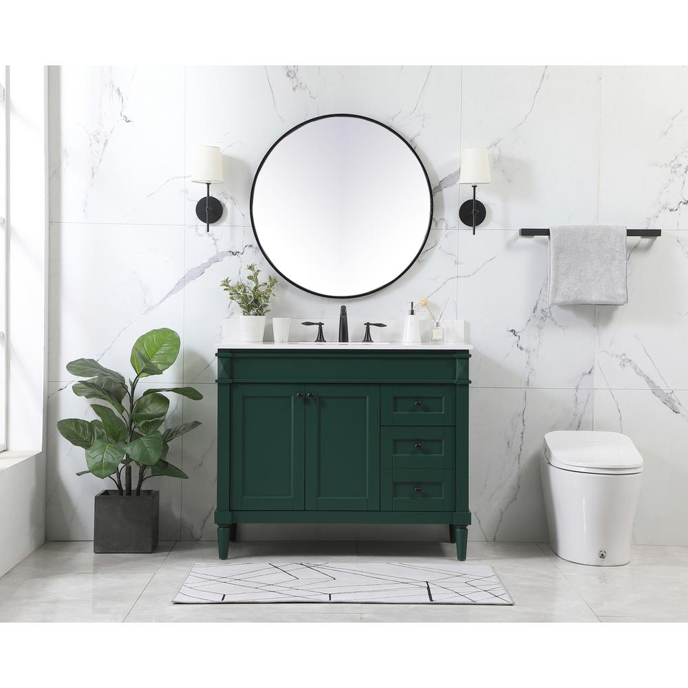 42 Inch Single Bathroom Vanity In Green With Backsplash. Picture 4