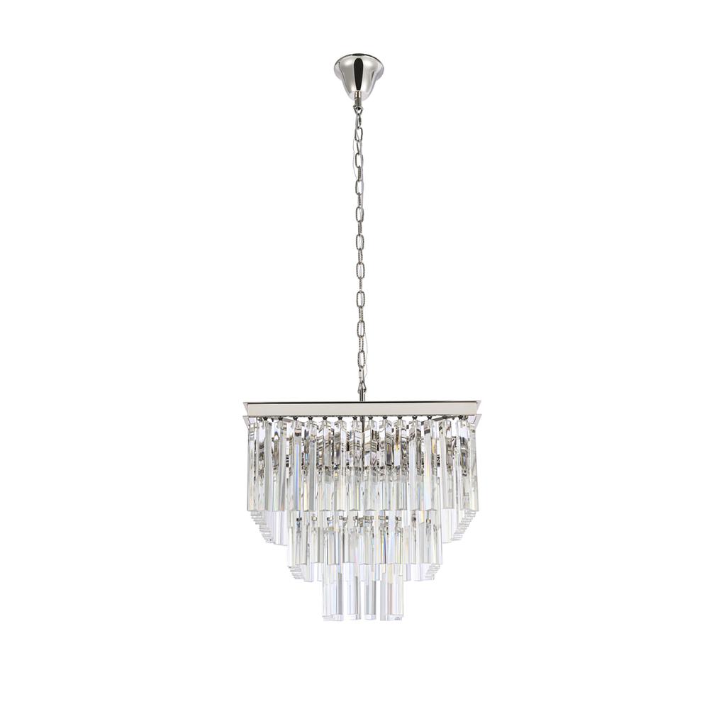 Sydney 21.5 Inch Square Crystal Chandelier In Polished Nickel. Picture 6