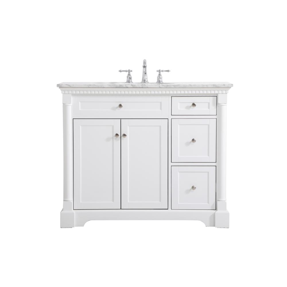 42 Inch Single Bathroom Vanity In  White. Picture 1