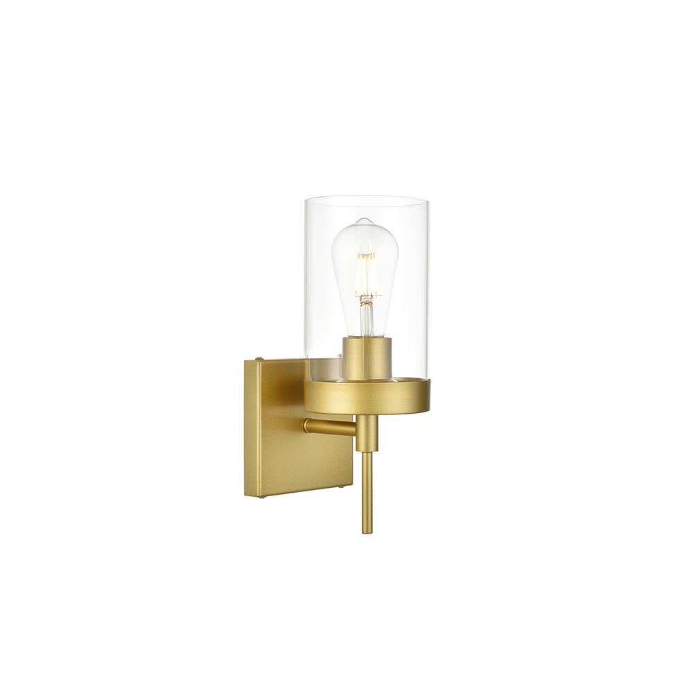Benny 1 Light Brass And Clear Bath Sconce. Picture 3