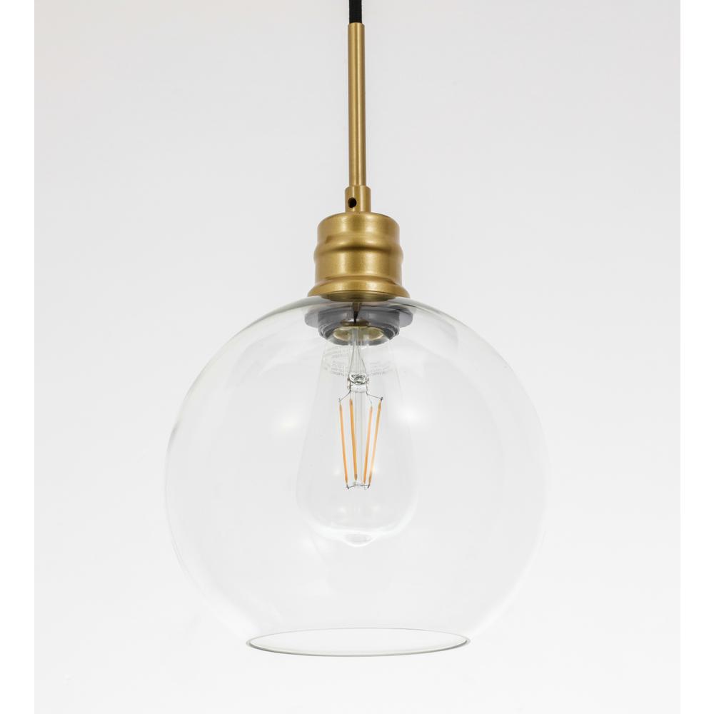 Emett 1 Light Brass And Clear Glass Pendant. Picture 10