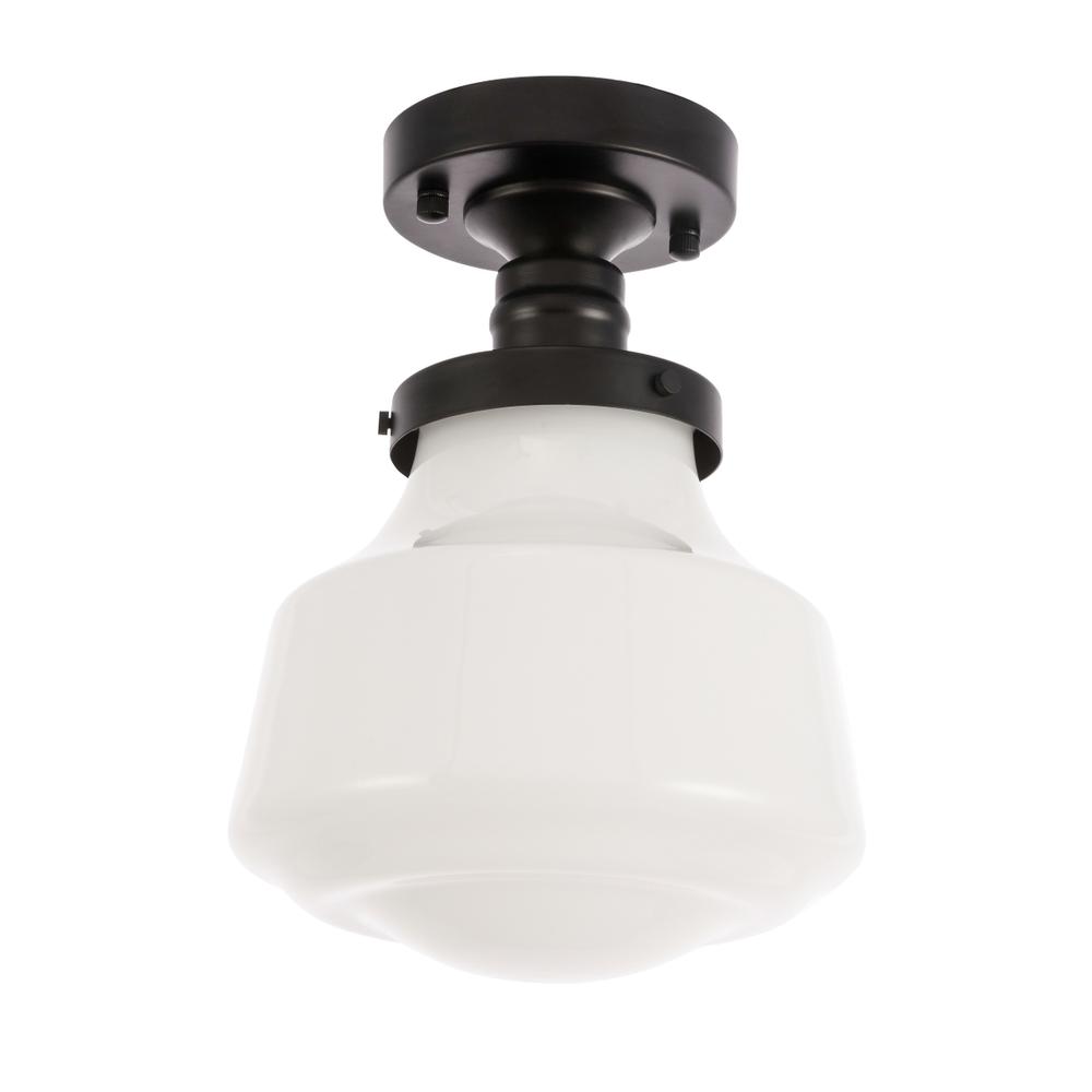 Lyle 1 Light Black And Frosted White Glass Flush Mount. Picture 4