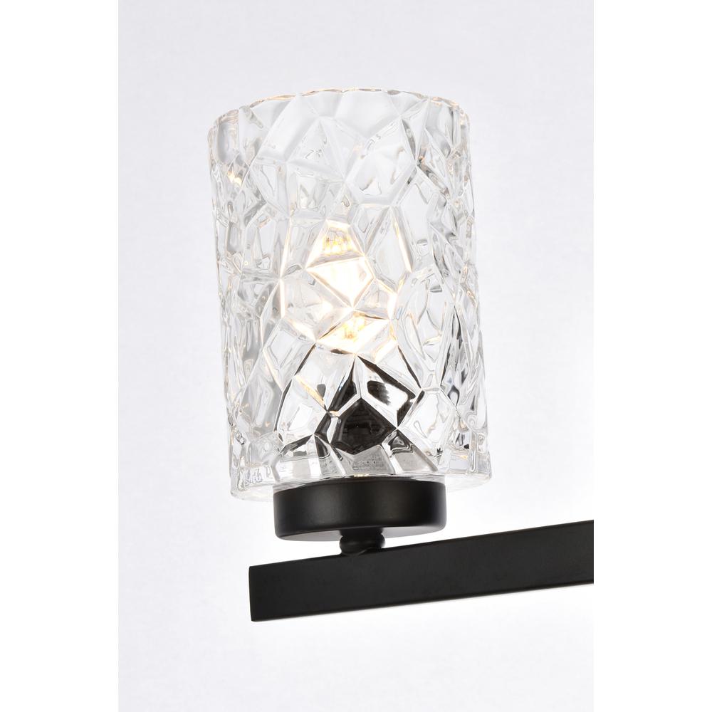 Cassie 4 Lights Bath Sconce In Black With Clear Shade. Picture 4