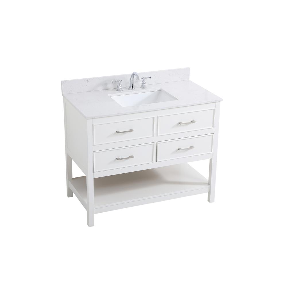 42 Inch Single Bathroom Vanity In White With Backsplash. Picture 8