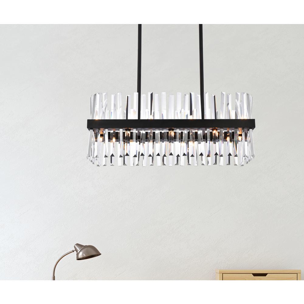 Serephina 30 Inch Crystal Rectangle Chandelier Light In Black. Picture 8