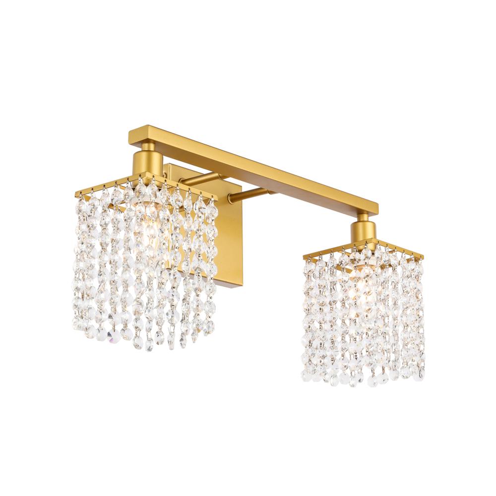 Phineas 2 Light Brass And Clear Crystals Wall Sconce. Picture 6