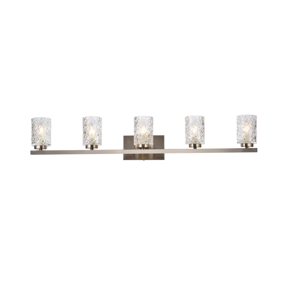 Cassie 5 Lights Bath Sconce In Satin Nickel With Clear Shade. Picture 1