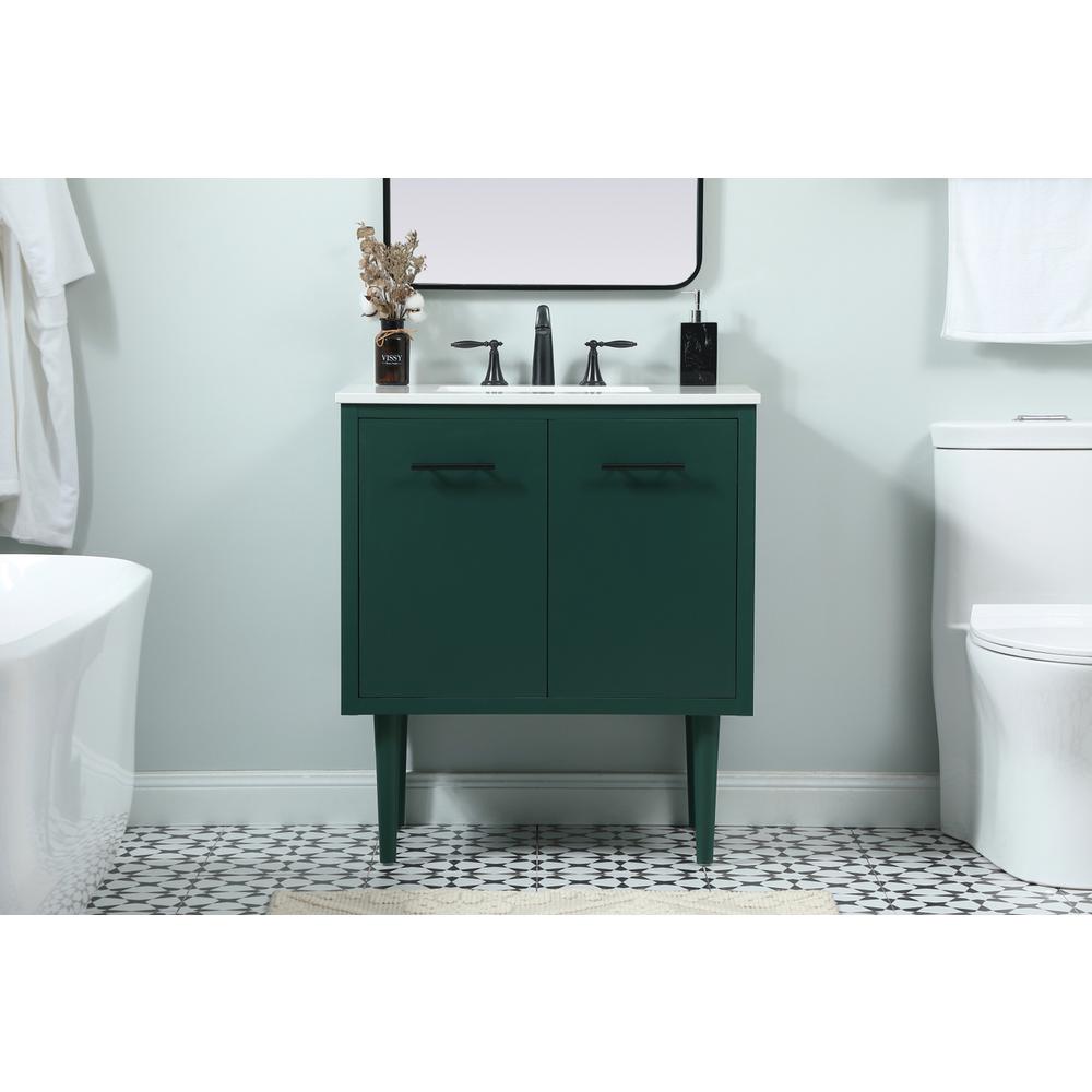 30 Inch Single Bathroom Vanity In Green. Picture 14
