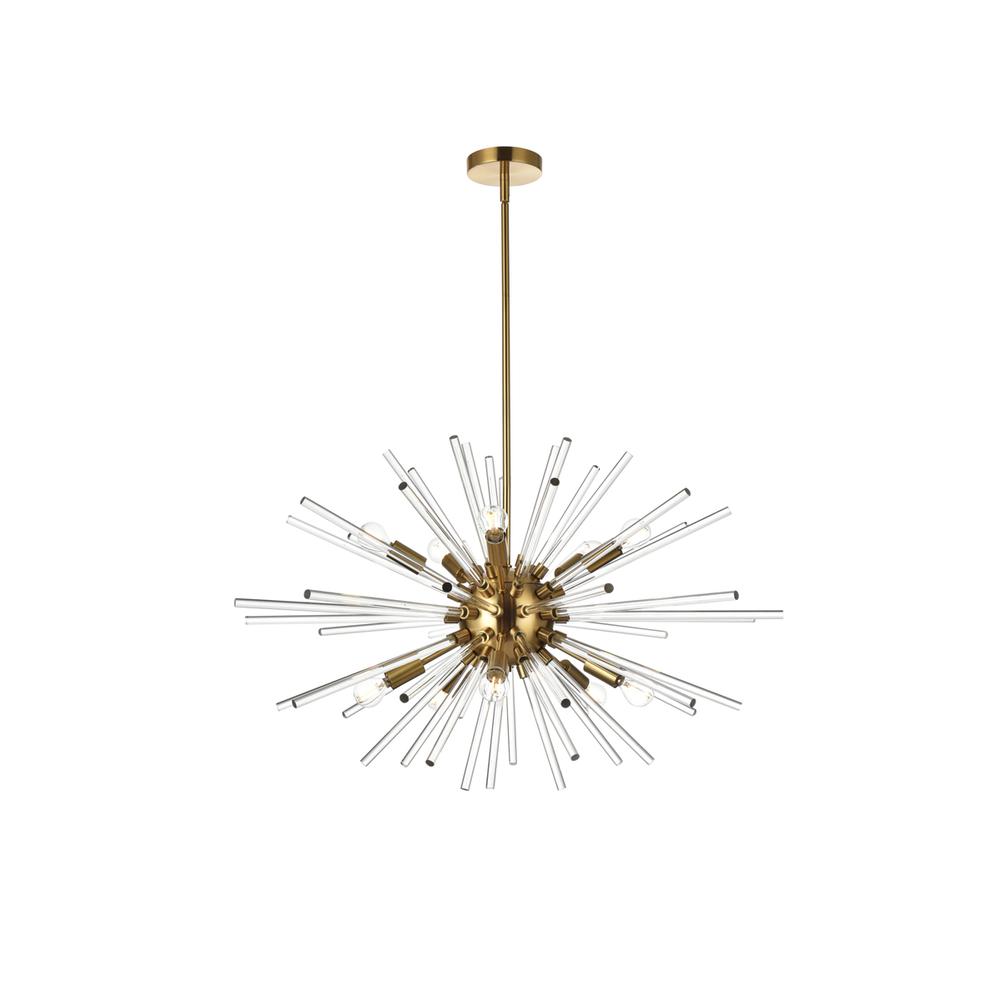 Sienna 32 Inch Crystal Rod Pendant In Gold. Picture 1