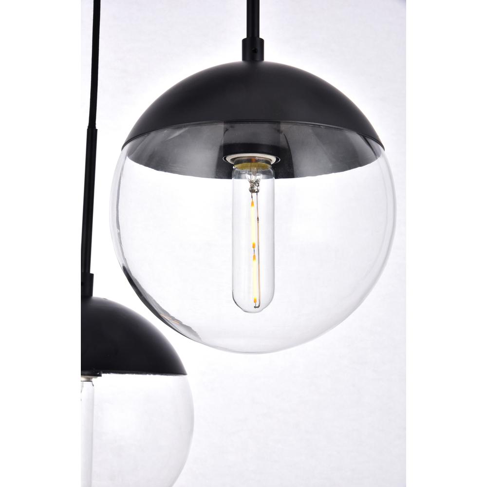 Eclipse 3 Lights Black Pendant With Clear Glass. Picture 3