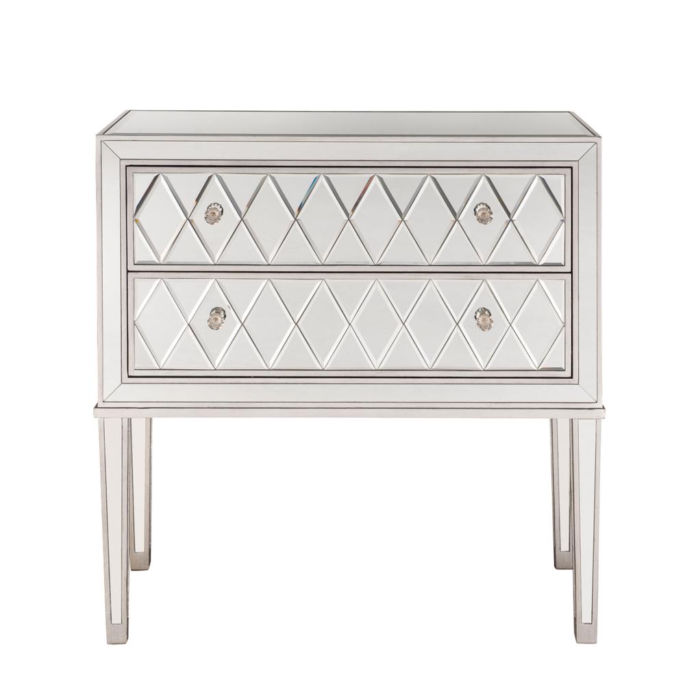 Nightstand 2 Drawers 34In. W X 16In. D X 34In. H In Antique Silver Paint. Picture 1