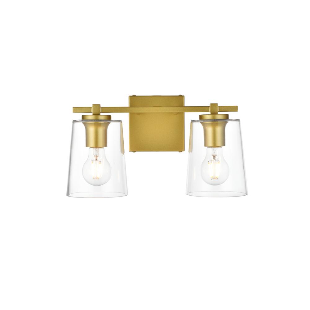 Kacey 2 Light Brass And Clear Bath Sconce. Picture 1