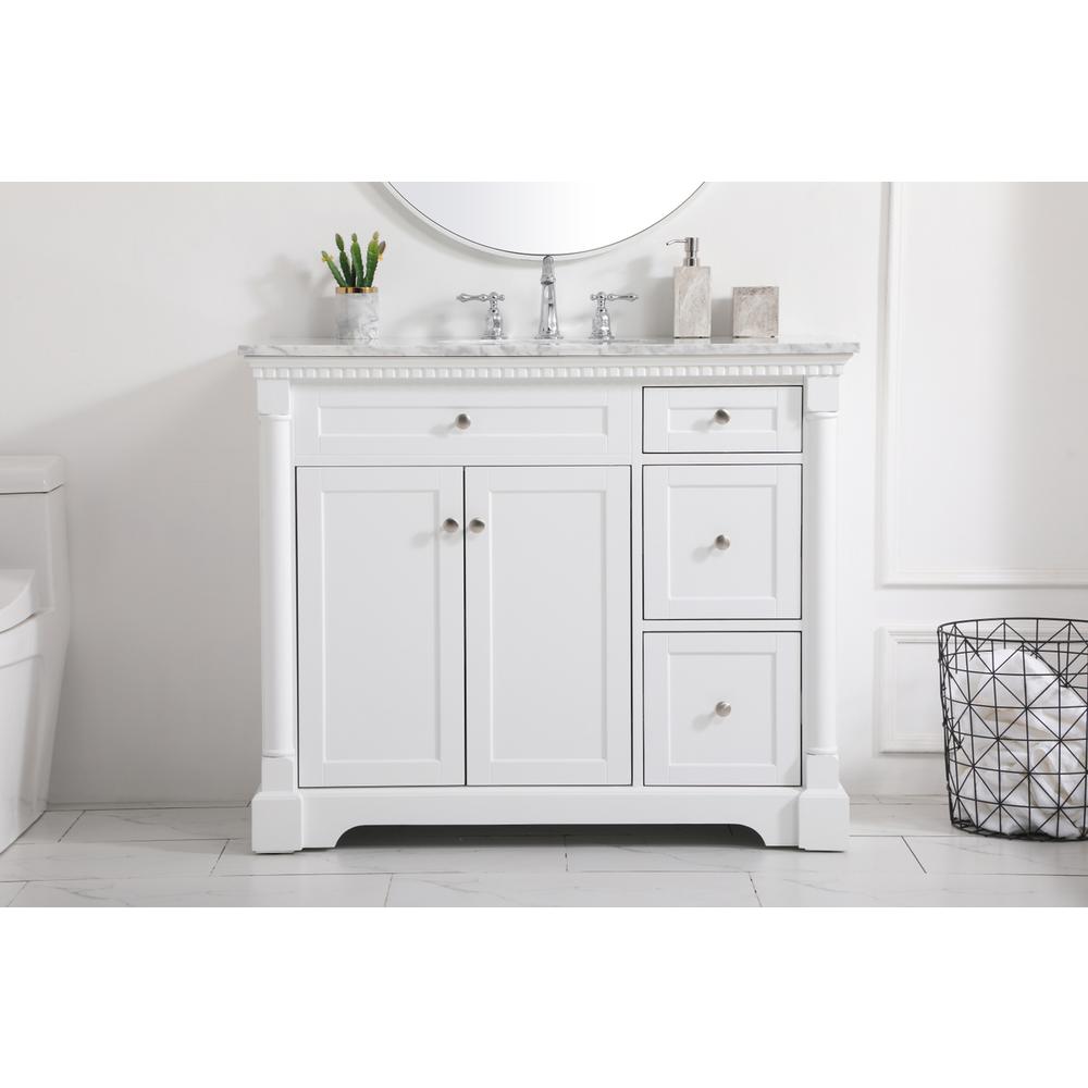 42 Inch Single Bathroom Vanity In  White. Picture 14