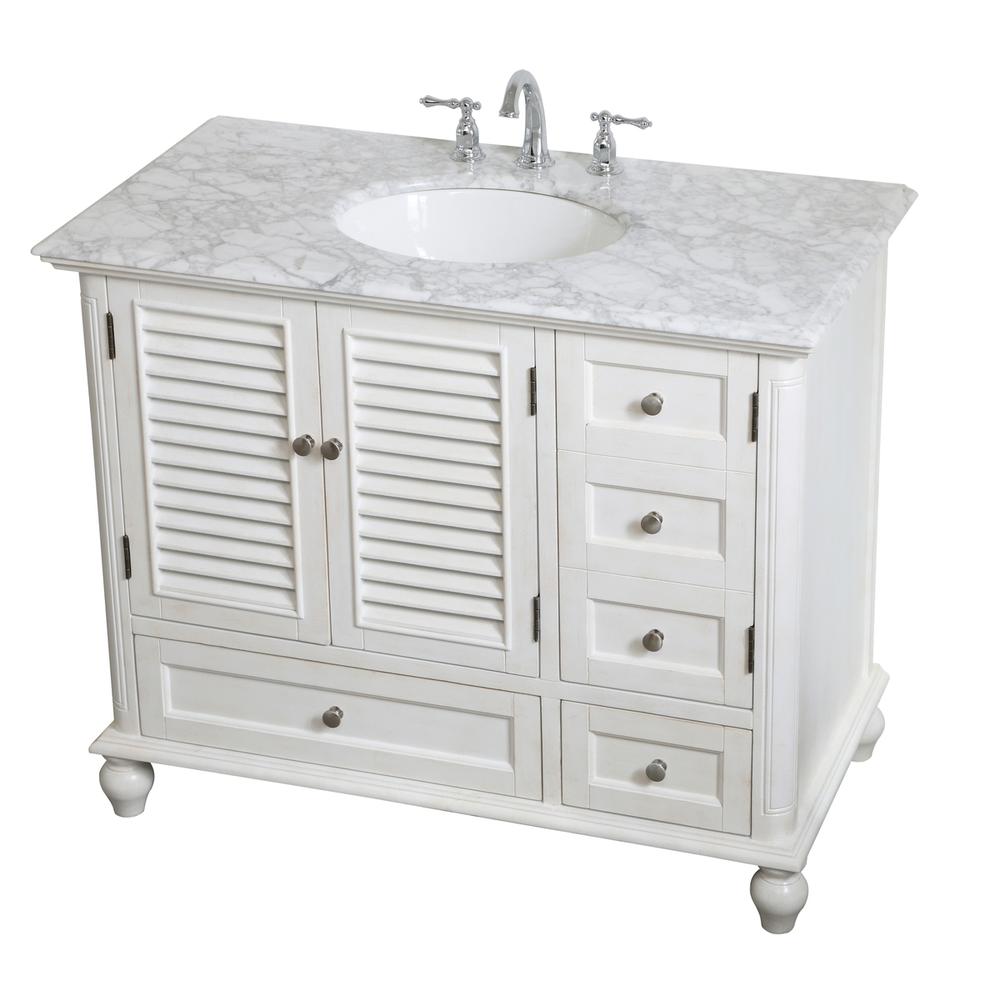 42 Inch Single Bathroom Vanity In Antique White. Picture 7