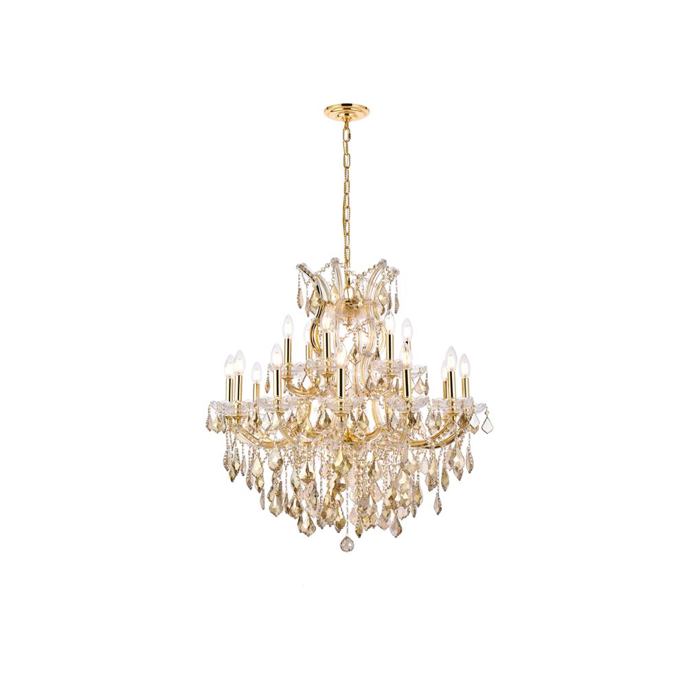 Maria Theresa 19 Light Gold Chandelier Golden Teak (Smoky) Royal Cut Crystal. Picture 1