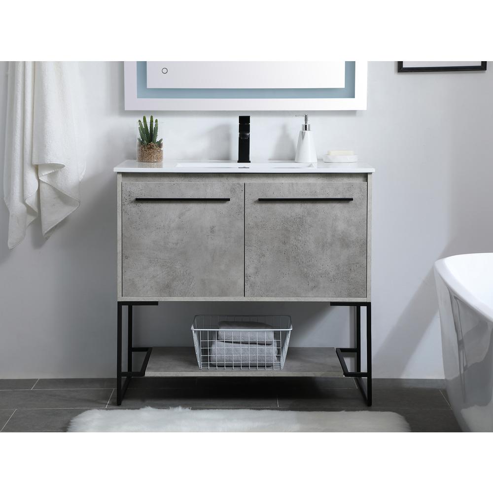36 Inch  Single Bathroom Vanity In Concrete Grey. Picture 14