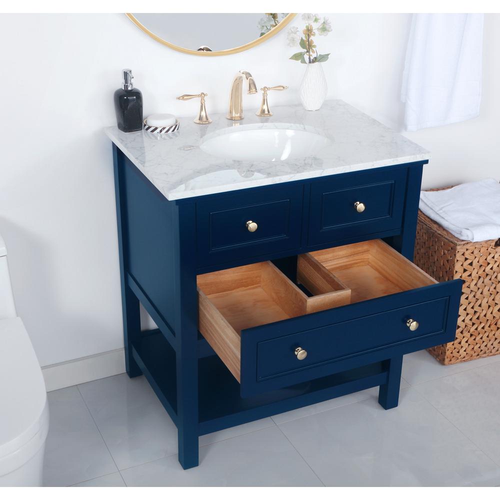 30 Inch Single Bathroom Vanity In Blue. Picture 4