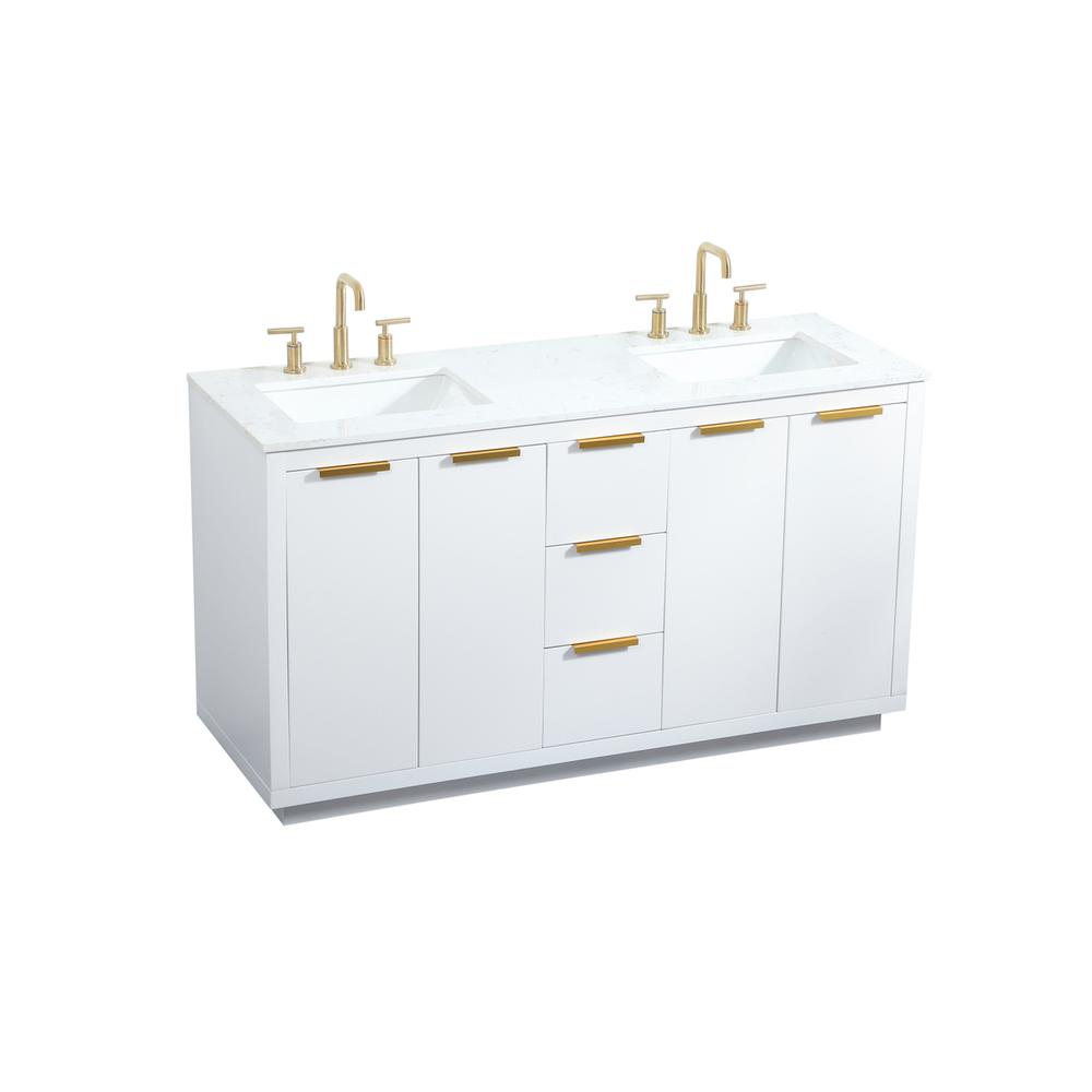 60 Inch Double Bathroom Vanity In White. Picture 8