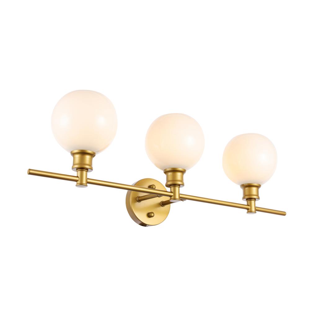 Collier 3 Light Brass And Frosted White Glass Wall Sconce. Picture 5
