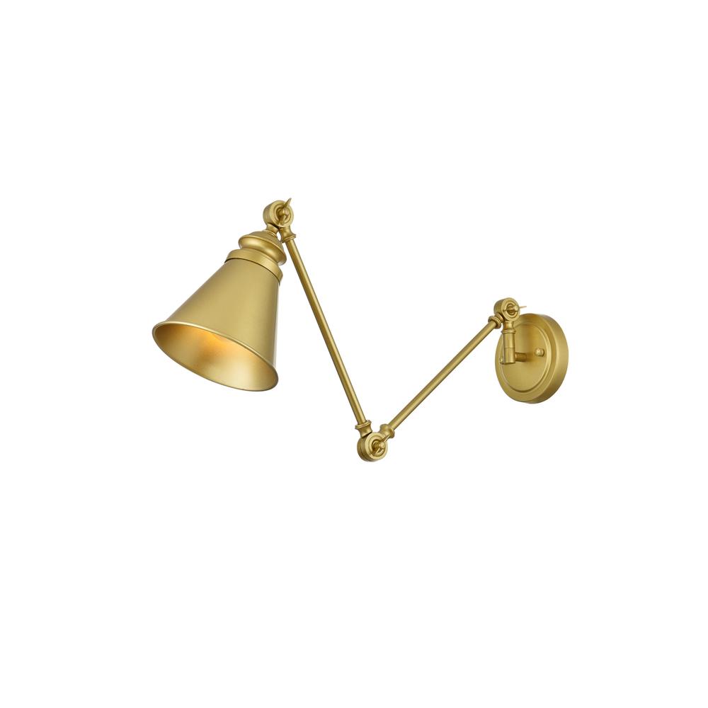 Ledger 1 Light Brass Swing Arm Wall Sconce. Picture 1