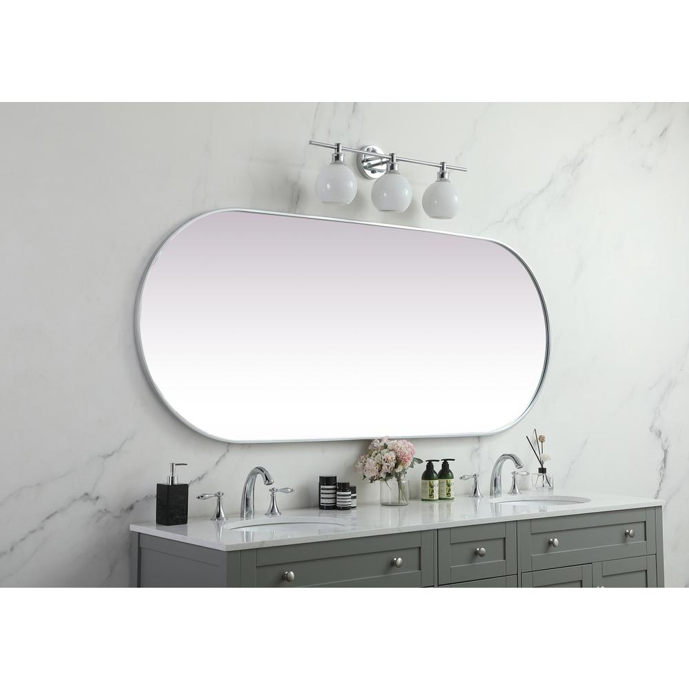 Metal Frame Oval Mirror 30X72 Inch In Silver. Picture 4