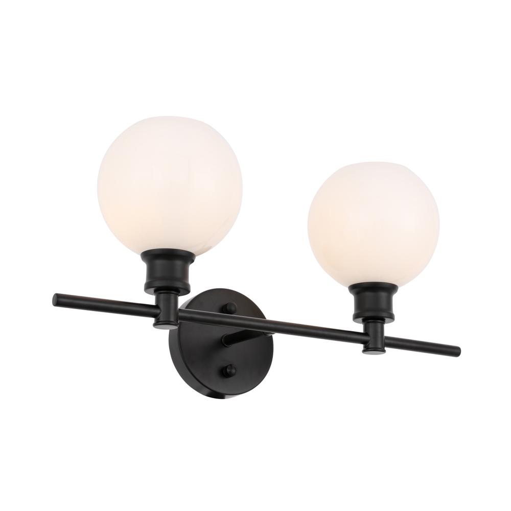 Collier 2 Light Black And Frosted White Glass Wall Sconce. Picture 5