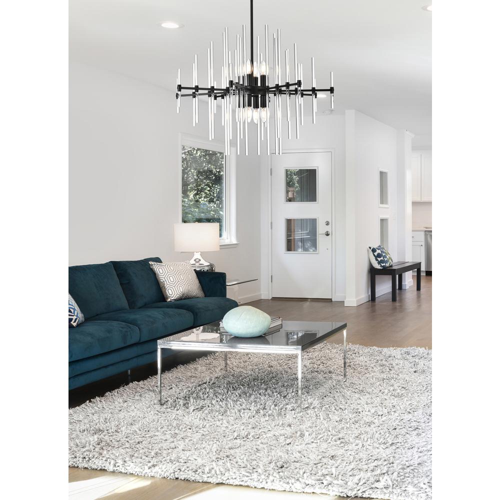 Sienna 31 Inch Crystal Rod Pendant In Black. Picture 9