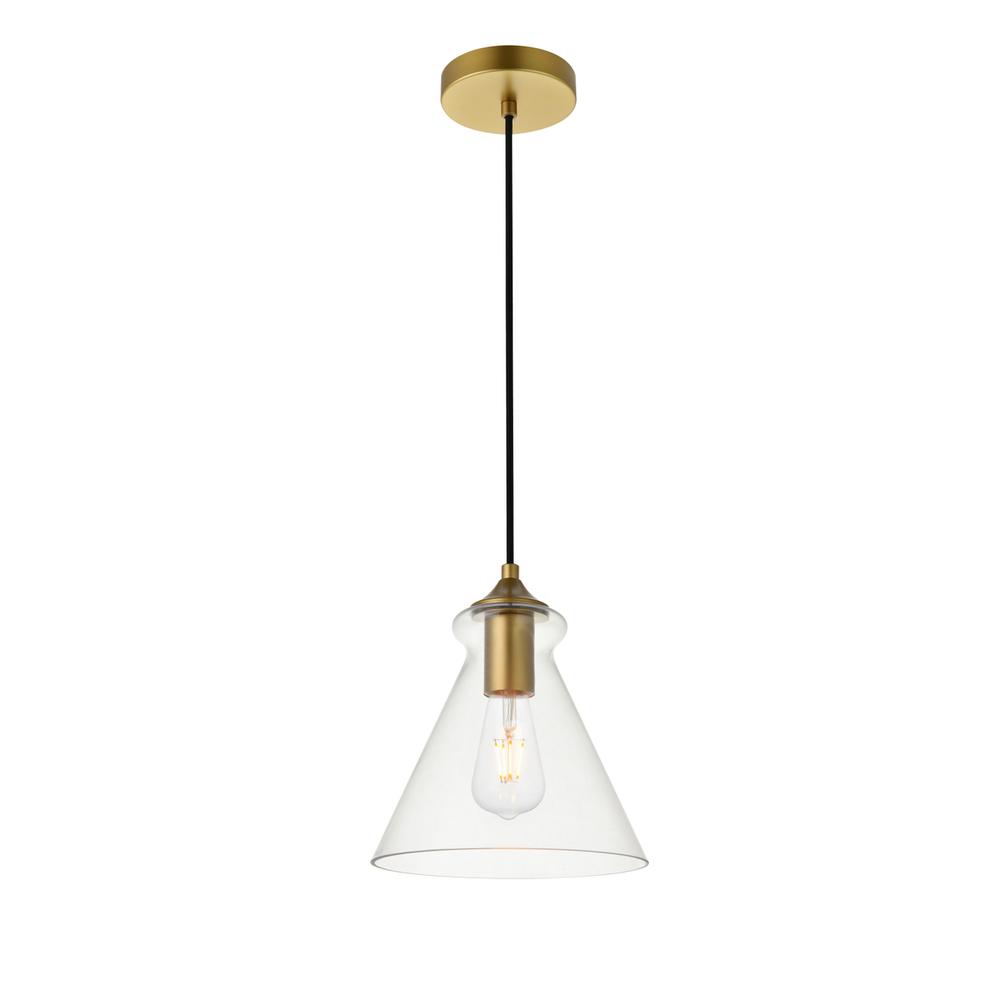 Destry 1 Light Brass Pendant With Clear Glass. Picture 2