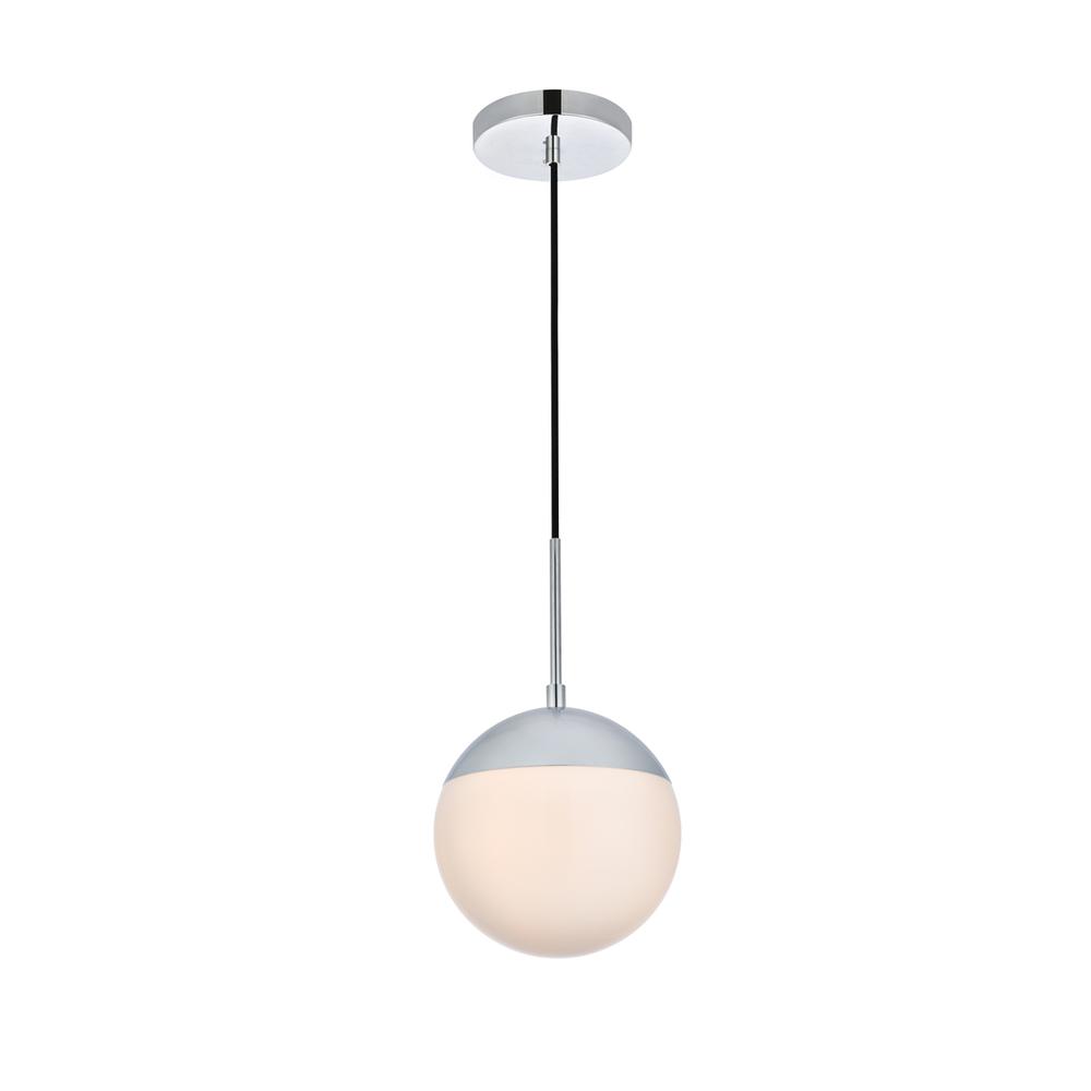 Eclipse 1 Light Chrome Pendant With Frosted White Glass. Picture 1