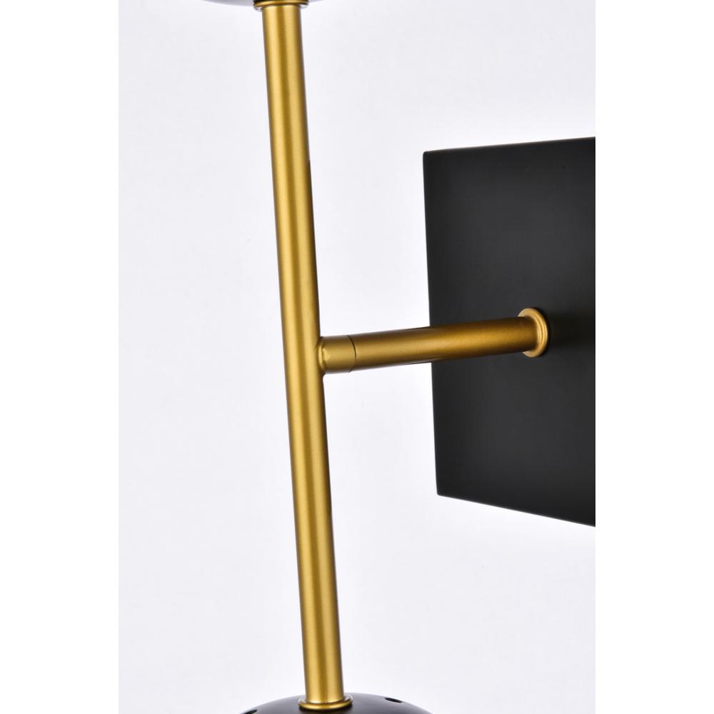 Neri 2 Lights Black And Brass And White Glass Wall Sconce. Picture 5