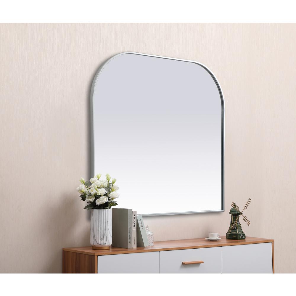 Metal Frame Arch Mirror 42X38 Inch In Silver. Picture 4
