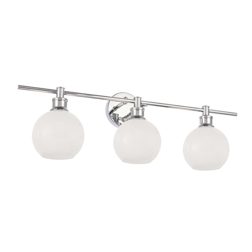 Collier 3 Light Chrome And Frosted White Glass Wall Sconce. Picture 12