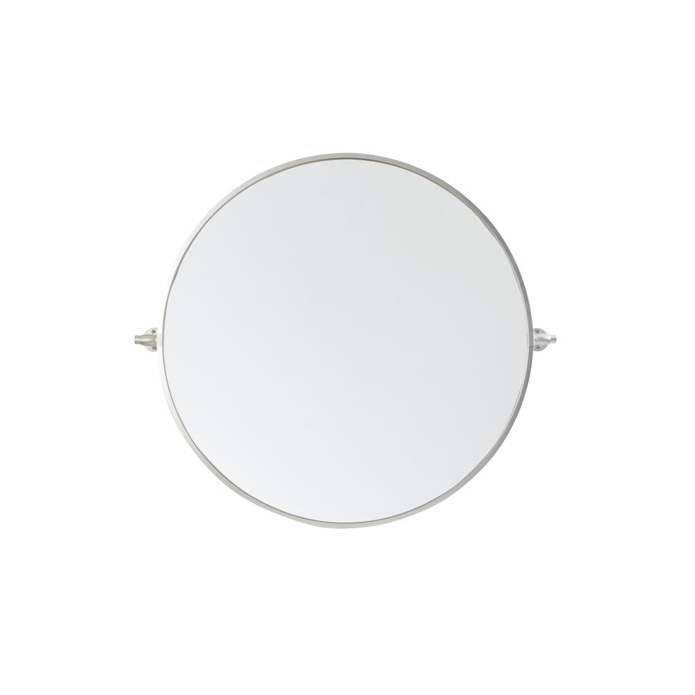 Round Pivot Mirror 30 Inch In Silver. Picture 1