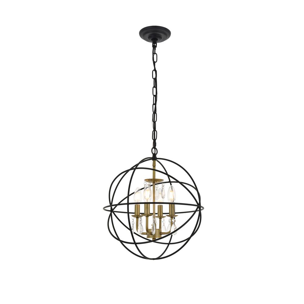 Wallace 4 Light Matte Black And Brass Pendant. Picture 1