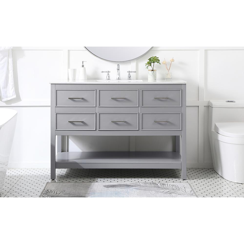 48 Inch Single Bathroom Vanity In Gray. Picture 14