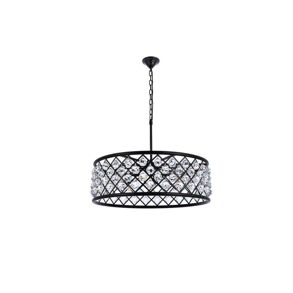 Madison 8 Light Matte Black Chandelier Clear Royal Cut Crystal. Picture 6
