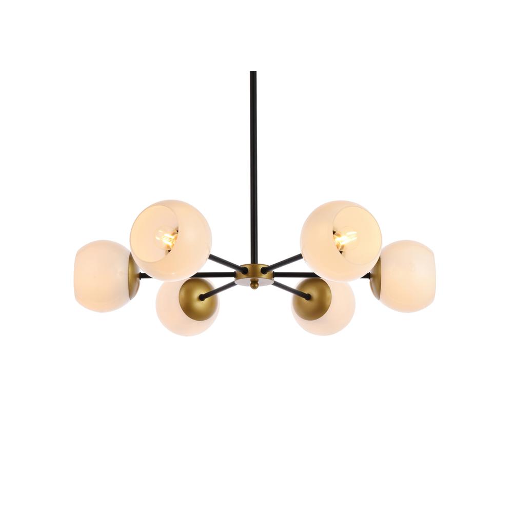 Briggs 30 Inch Pendant In Black And Brass With White Shade. Picture 2