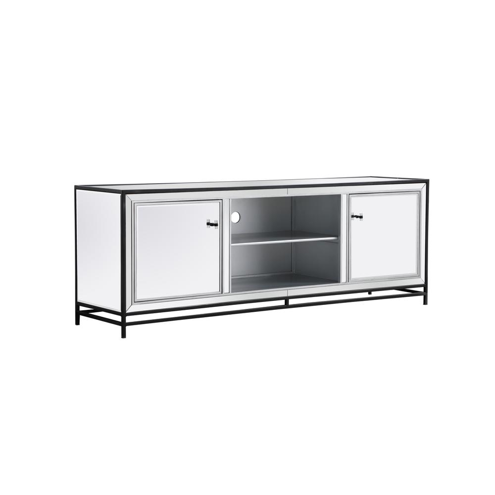 James 72 In. Mirrored Tv Stand In Black. Picture 4