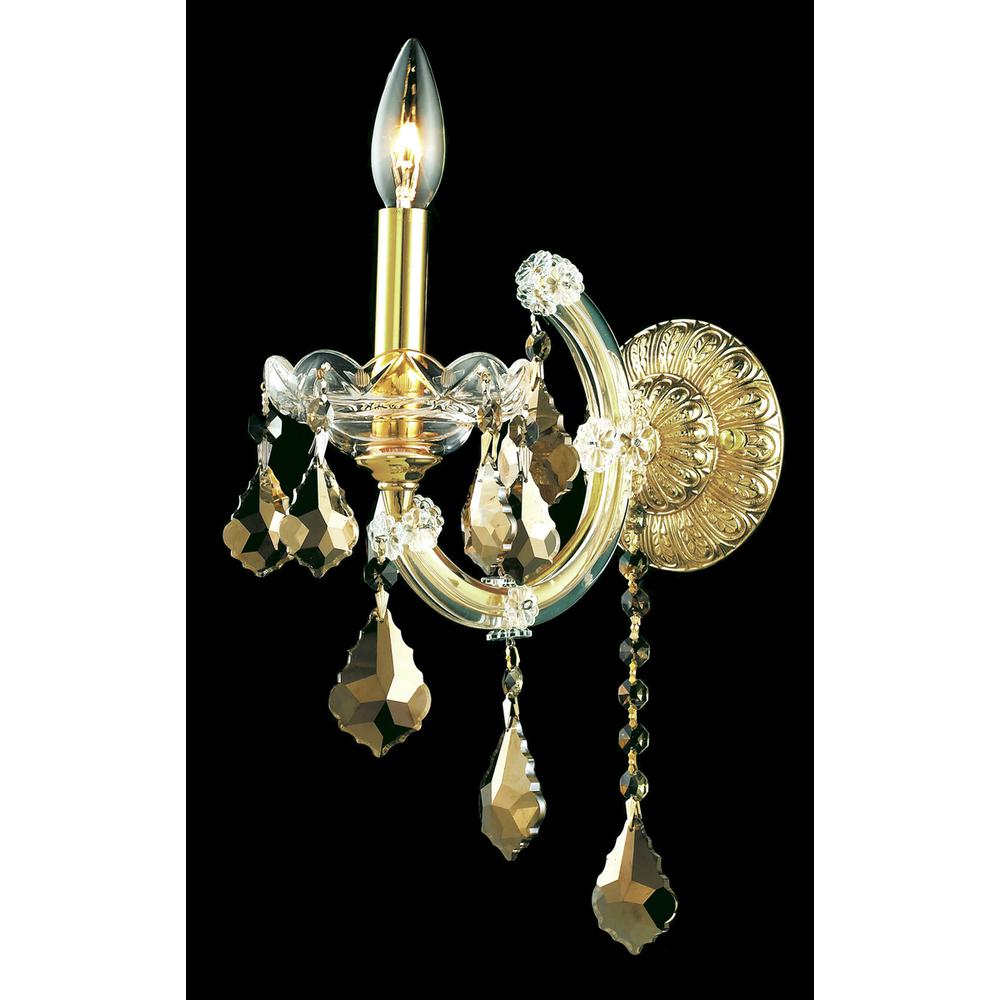Maria Theresa 1 Light Gold Wall Sconce Golden Teak (Smoky) Royal Cut Crystal. Picture 1
