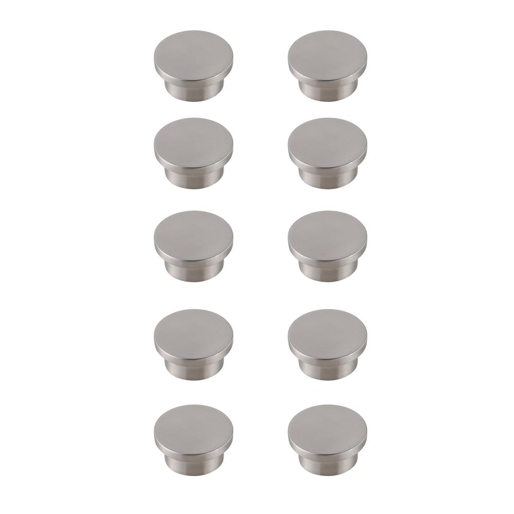 Trovon 1.6" Diameter Brushed Nickel  Oversize Round Knob Multipack (Set Of 10). Picture 1