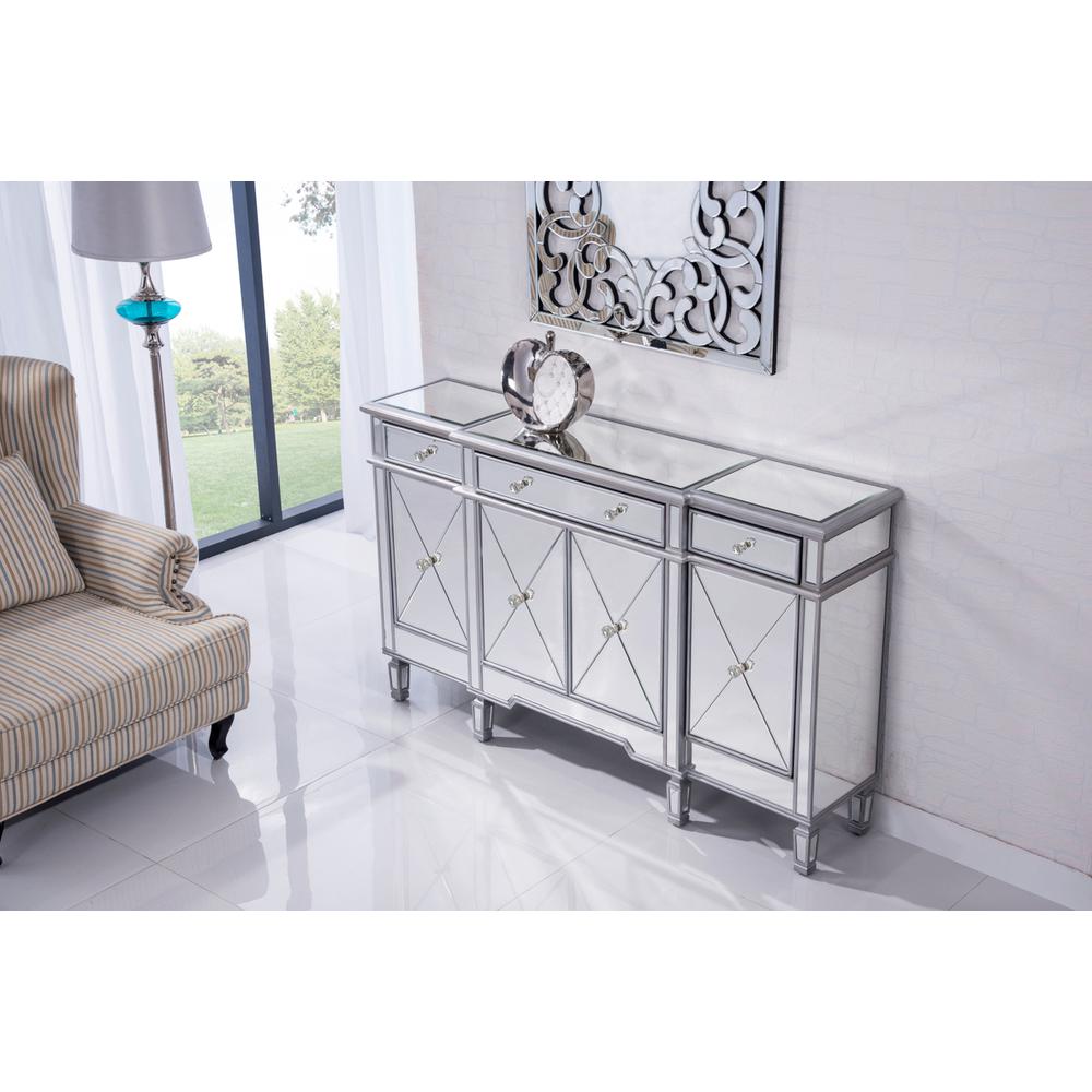 3 Drawer 4 Door Cabinet 60 In. X 14 In. X 36 In. In Silver Clear. Picture 3