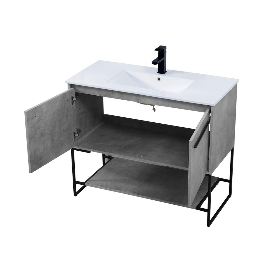 40 Inch  Single Bathroom Vanity In Concrete Grey. Picture 9