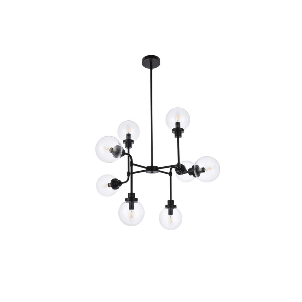 Hanson 8 Lights Pendant In Black With Clear Shade. Picture 6