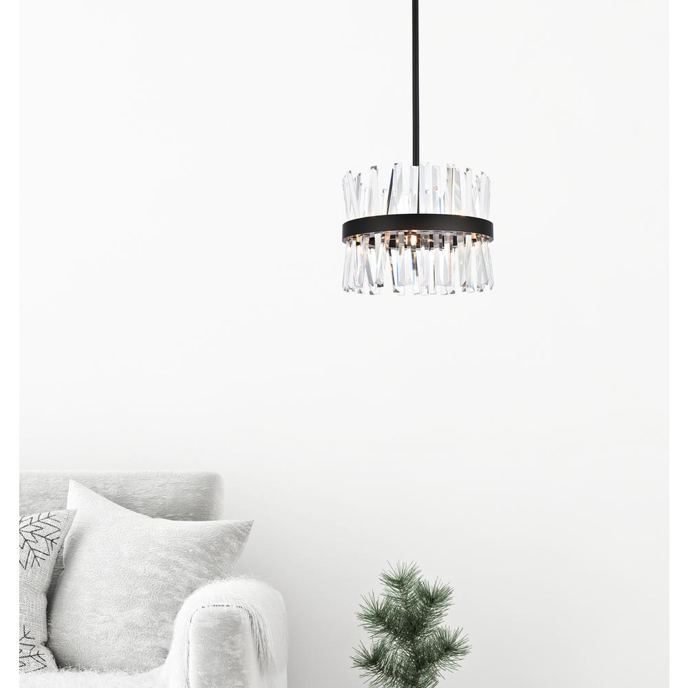 Serephina 16 Inch Crystal Round Pendant Light In Black. Picture 8
